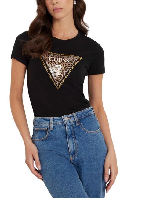 GUESS TRIANGLE LEO T-Shirt aus Stretch-Baumwolle jetbla - T-Shirts und Tops für Damen