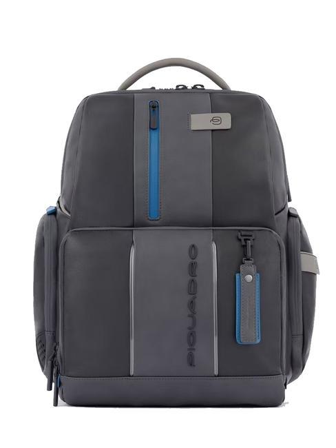 PIQUADRO Rucksack URBAN FAST-CHECK, 15,6-Zoll-PC-Halterung, aus Leder schwarz grigiongr - PC-Rucksäcke