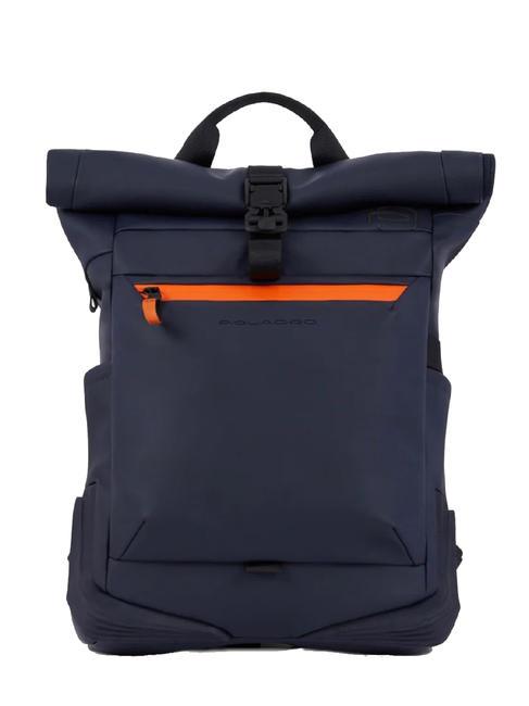 PIQUADRO CORNER SPECIALE GOMMATO Rolltop-Rucksack für 15,6-Zoll-Laptop Blau - PC-Rucksäcke