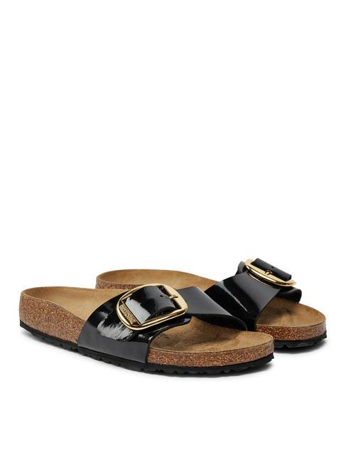 BIRKENSTOCK MADRID BIG BUCKLE Birko-Flor-Lackpantoffel Schwarz - Damenschuhe