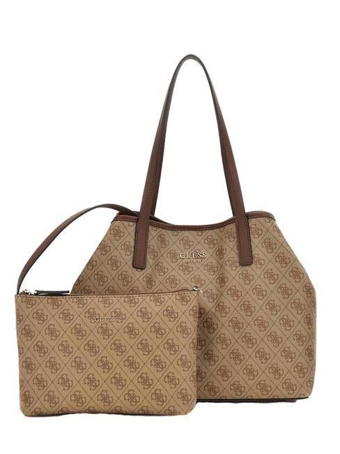 GUESS VIKKY LL Schultertasche Latte-Logo / braun - Damentaschen