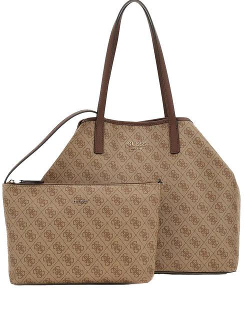 GUESS VIKKY LL  Verwandelbare Tasche mit Clutch Latte-Logo / braun - Damentaschen