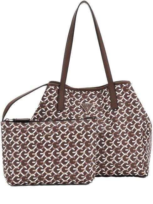 GUESS VIKKY  Schultertasche Braunes Multi-Logo - Damentaschen