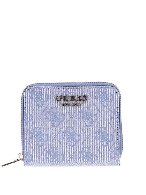 GUESS LAUREL Kleines Portemonnaie mit Reißverschluss hellblaues Logo - Brieftaschen Damen