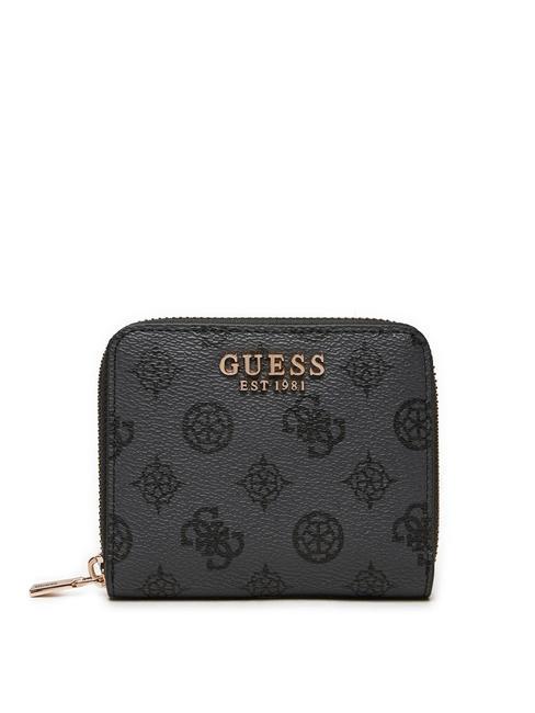 GUESS LAUREL Logo Mini-Geldbörse mit umlaufendem Reißverschluss Kohle-Logo - Brieftaschen Damen