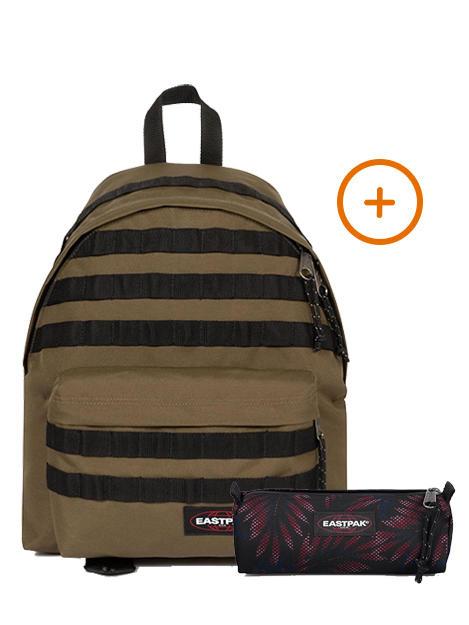 EASTPAK PADDED PAK'R + BENCHMARK SINGLE Rucksack + Koffer geschnallte Armee-Olive - Rucksäcke für Schule &amp; Freizeit