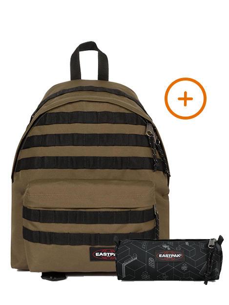 EASTPAK PADDED PAK'R + BENCHMARK SINGLE Rucksack + Koffer geschnallte Armee-Olive - Rucksäcke für Schule &amp; Freizeit