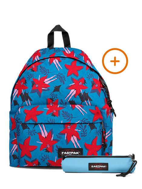 EASTPAK PADDED PAK'R + SMALL ROUND SINGLE Rucksack + Koffer Funksea Aqua - Rucksäcke für Schule &amp; Freizeit