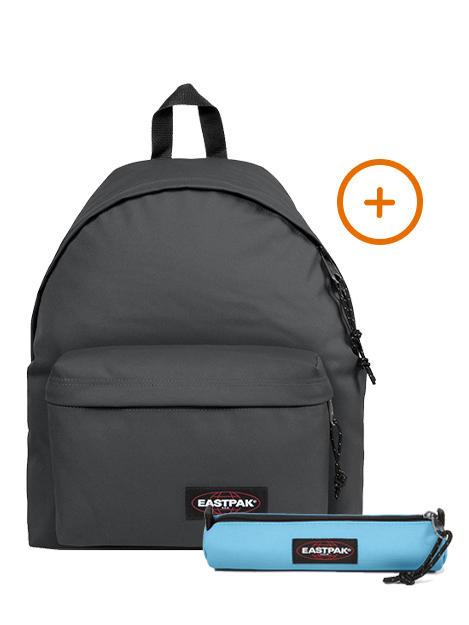 EASTPAK PADDED PAK'R + SMALL ROUND SINGLE Rucksack + Koffer grau - Rucksäcke für Schule &amp; Freizeit