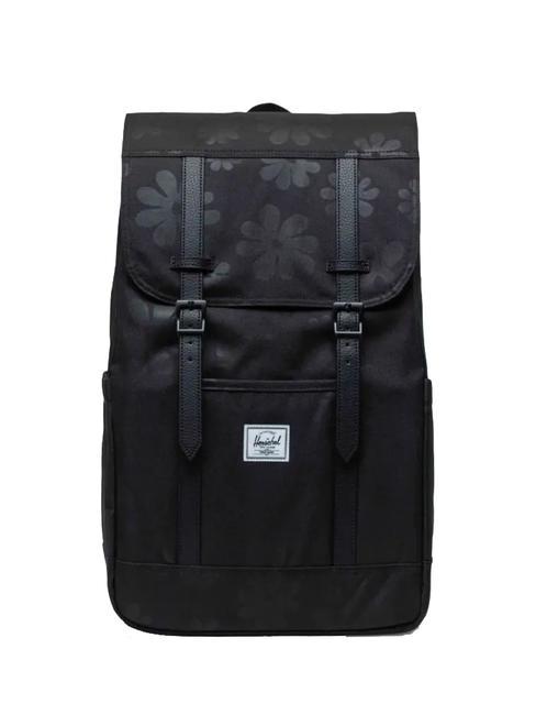 HERSCHEL RETREAT Rucksack schwarze Blumensonne - Rucksäcke für Schule &amp; Freizeit