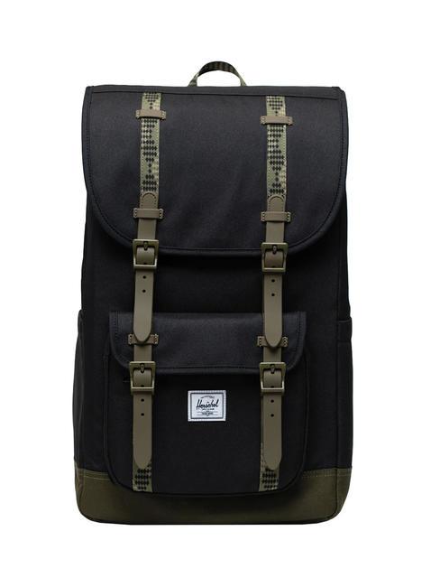 HERSCHEL LITTLE AMERICA  Rucksack in Standardgröße schwarz/efeugrün - Rucksäcke für Schule &amp; Freizeit