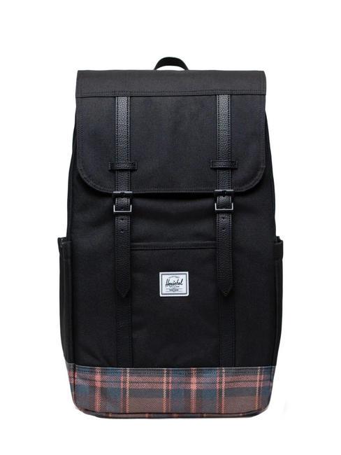 HERSCHEL RETREAT Rucksack schwarzes Winterkaro - Rucksäcke für Schule &amp; Freizeit