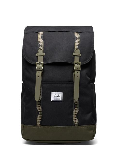 HERSCHEL RETREAT Rucksack schwarz/efeugrün - Rucksäcke für Schule &amp; Freizeit