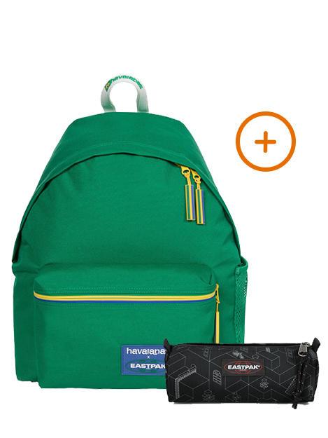 EASTPAK PADDED PAK'R + BENCHMARK SINGLE Rucksack + Koffer Havaianas Grün - Rucksäcke für Schule &amp; Freizeit