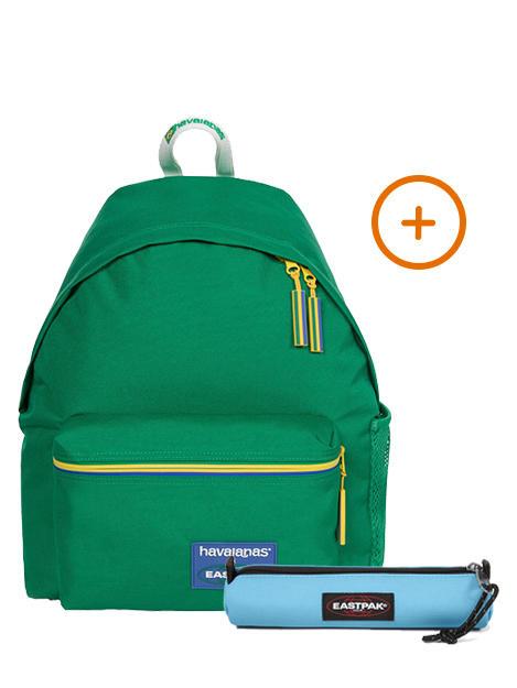 EASTPAK PADDED BIKE + SMALL ROUND SINGLE Rucksack + Koffer Havaianas Grün - Rucksäcke für Schule &amp; Freizeit