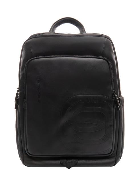 PIQUADRO S113  14-Zoll-Laptop-Rucksack aus Leder Schwarz - PC-Rucksäcke