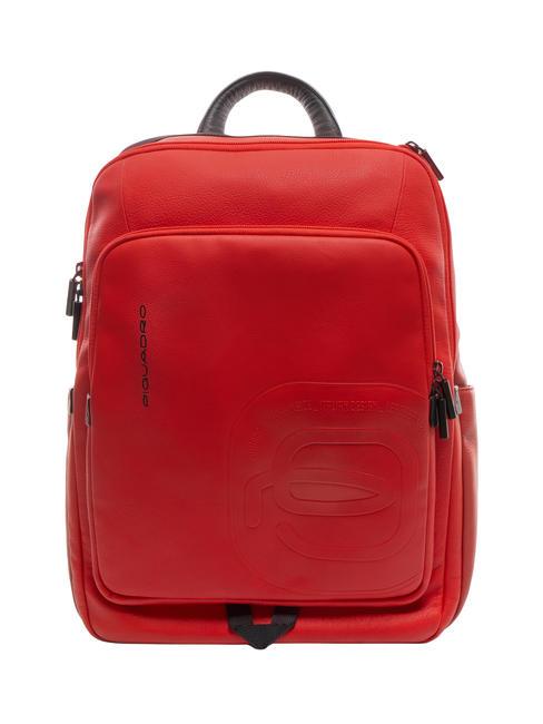 PIQUADRO S113  14-Zoll-Laptop-Rucksack aus Leder ROT - PC-Rucksäcke