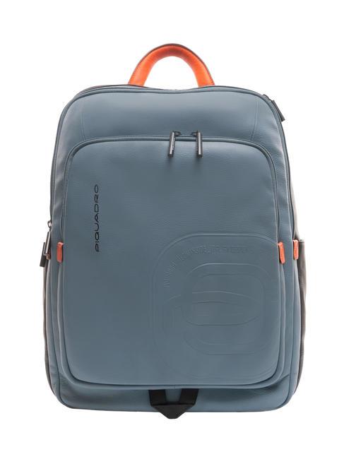 PIQUADRO S113  14-Zoll-Laptop-Rucksack aus Leder Grau - PC-Rucksäcke