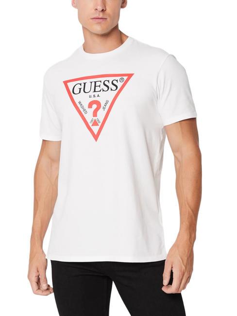 GUESS TRI LOGO Baumwoll t-shirt purweiß - Herren-T-Shirts