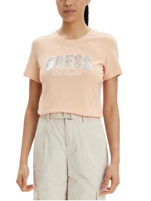 GUESS SEQUINS Baumwoll t-shirt Pfirsichhimmel - T-Shirts und Tops für Damen