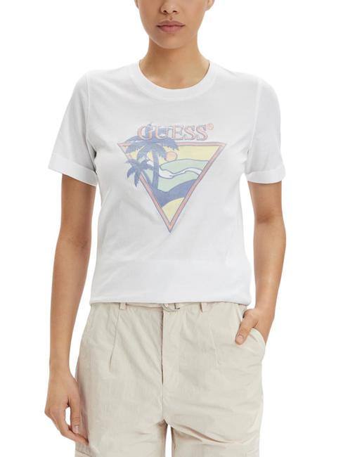 GUESS BEACH TRIANGLE Baumwoll t-shirt purweiß - T-Shirts und Tops für Damen