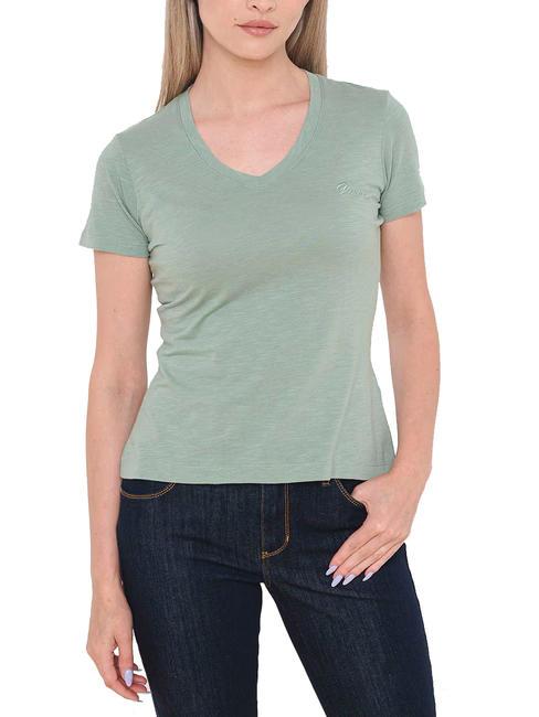 GUESS SLUBBY Kurzarm-T-Shirt Malibu-Salbei - T-Shirts und Tops für Damen