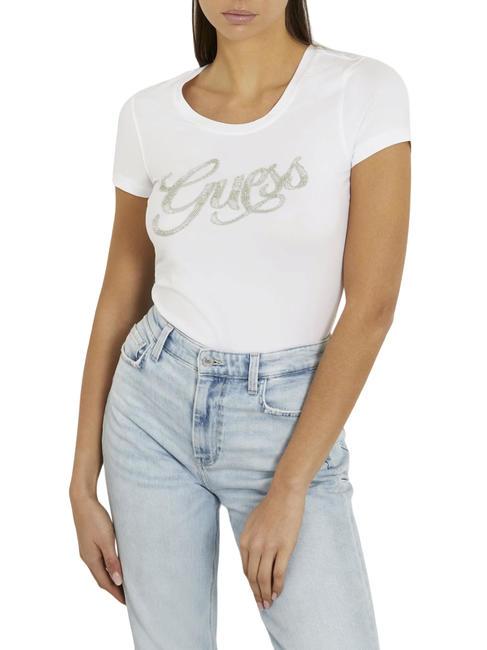 GUESS SCRIPT  Kurzarm-T-Shirt purweiß - T-Shirts und Tops für Damen