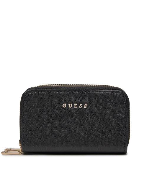 GUESS DOUBLE ZIP Geldbörse mit Saffiano-Print SCHWARZ - Brieftaschen Damen