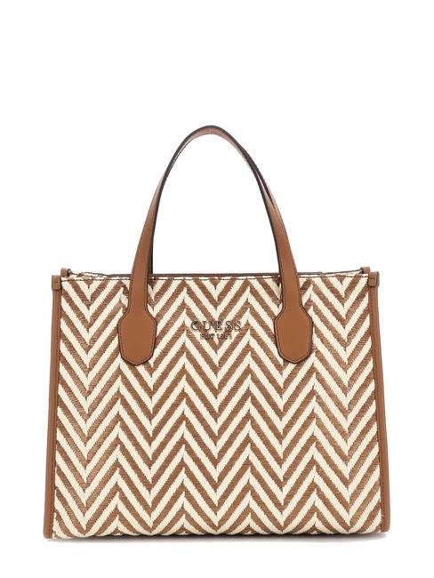 GUESS SILVANA 2 Basthandtasche mit Schultergurt COGNAC - Damentaschen