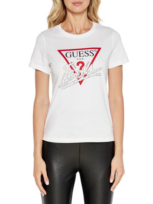 GUESS ICON Baumwoll t-shirt purweiß - T-Shirts und Tops für Damen