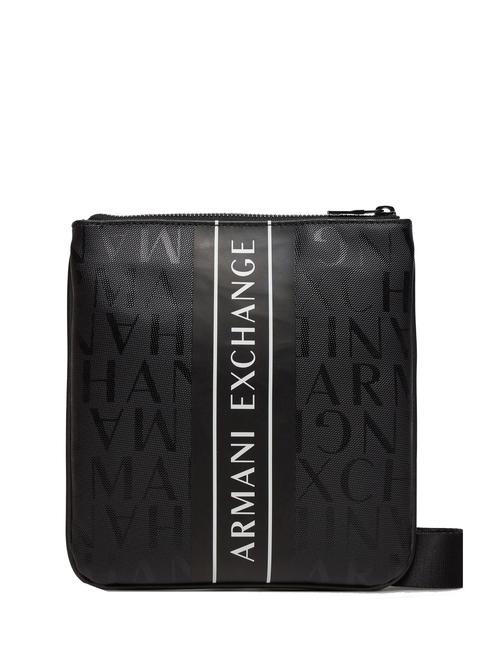 ARMANI EXCHANGE LOGO ALL OVER Flache Tasche Schwarz Schwarz - Umhängetaschen Herren