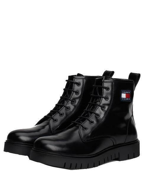 TOMMY HILFIGER TOMMY JEANS Lace Up Stiefeletten aus Leder SCHWARZ - Damenschuhe