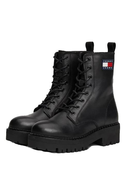 TOMMY HILFIGER TOMMY JEANS Urban Lace Up Stiefeletten aus Leder SCHWARZ - Damenschuhe