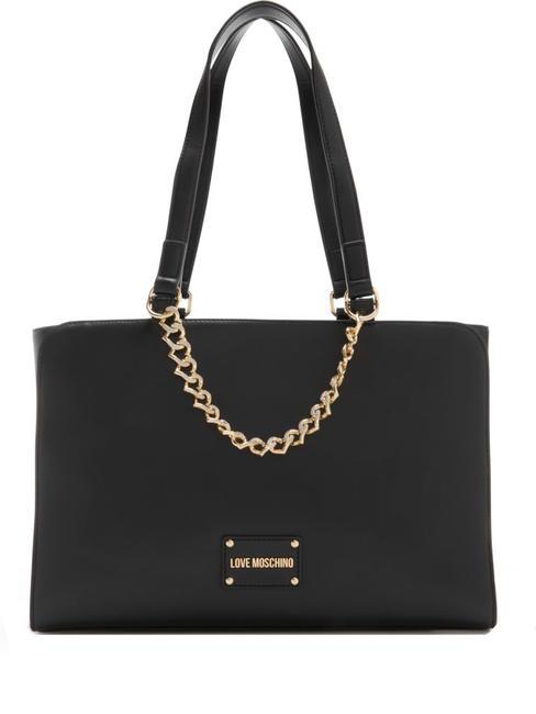 LOVE MOSCHINO STRASS HEART Schulter-Shopper Schwarz - Damentaschen