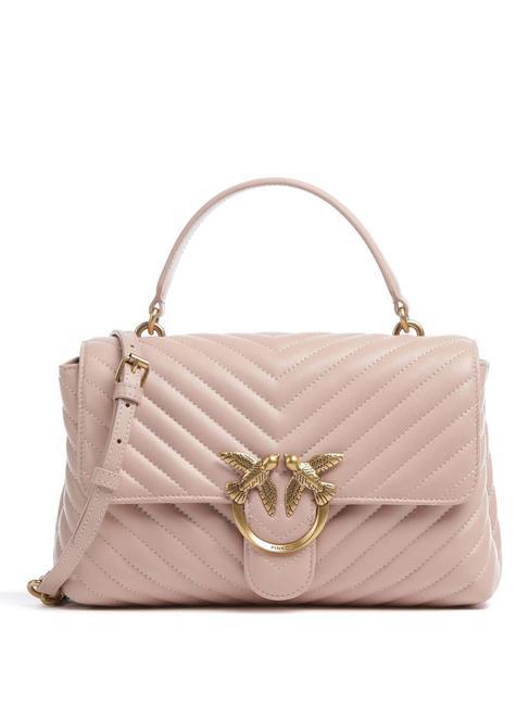 PINKO CLASSIC LADY LOVE BAG Chevron-Tasche Puder-Antikgold - Damentaschen