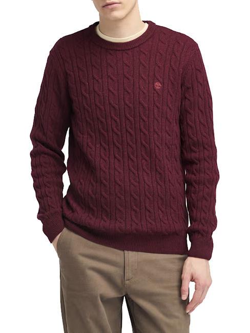 TIMBERLAND P-B LAMBWOOL Pullover mit Rundhalsausschnitt aus Wollmischung Cordovanheide - Herrenpullover