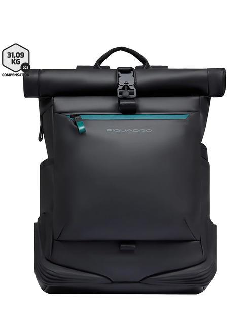 PIQUADRO CORNER SPECIALE GOMMATO Rolltop-Rucksack für 15,6-Zoll-Laptop Schwarz - PC-Rucksäcke