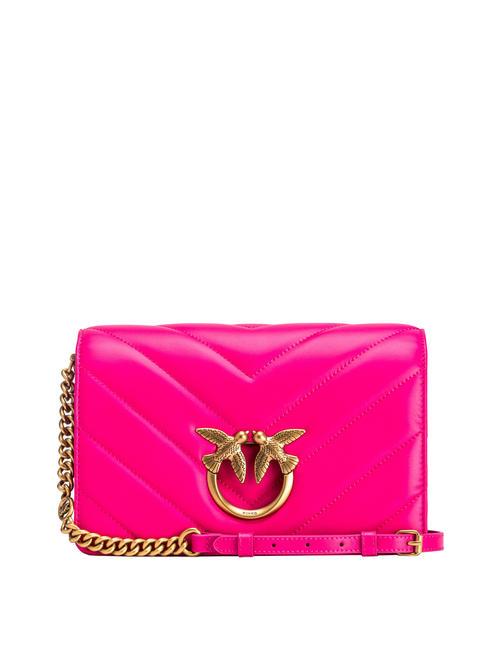 PINKO LOVE CLICK CLASSIC Gesteppte Ledertasche Rosa Pinko-Antikgold - Damentaschen