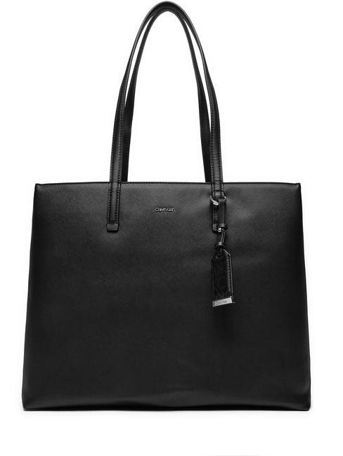 CALVIN KLEIN MUST Schulter-Shopper schwarzes Monogramm pu - Damentaschen