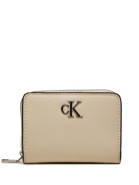 CALVIN KLEIN CK JEANS MINIMAL MONOGRAM  Mittelgroße Geldbörse mit umlaufendem Reißverschluss Birke - Brieftaschen Damen