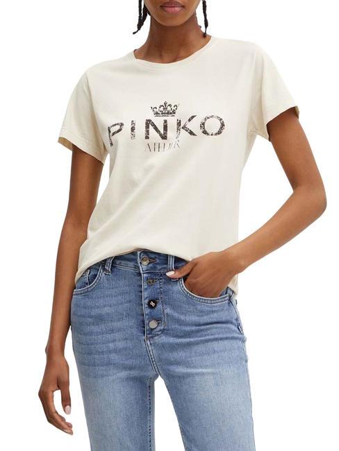 PINKO BUSSOLOTTO  Baumwoll t-shirt nebliges Beige - T-Shirts und Tops für Damen