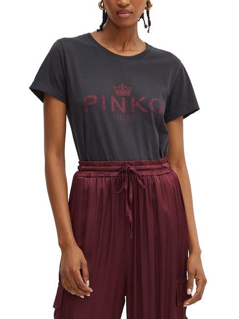 PINKO BUSSOLOTTO  Baumwoll t-shirt schwarz/burgund - T-Shirts und Tops für Damen