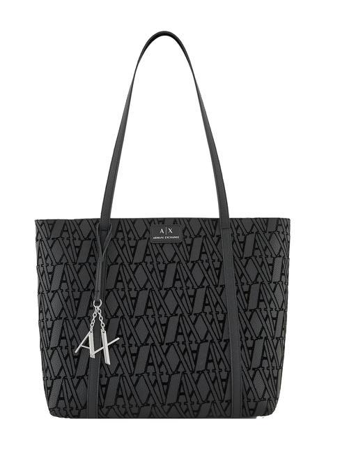 ARMANI EXCHANGE A|X Einkaufstasche mit beflocktem Logo Schwarz - Damentaschen