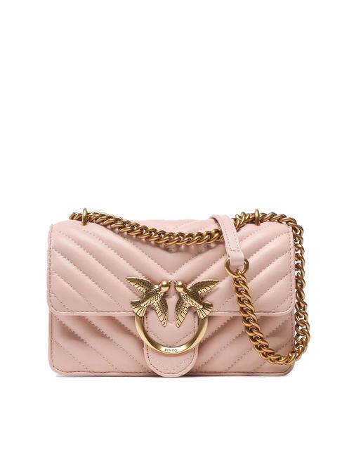 PINKO MINI LOVE BAG Eine Chevron-Tasche Puder-Antikgold - Damentaschen