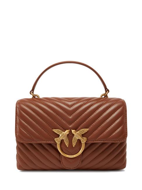 PINKO CLASSIC LADY LOVE BAG Chevron-Tasche Leder-Antikgold - Damentaschen