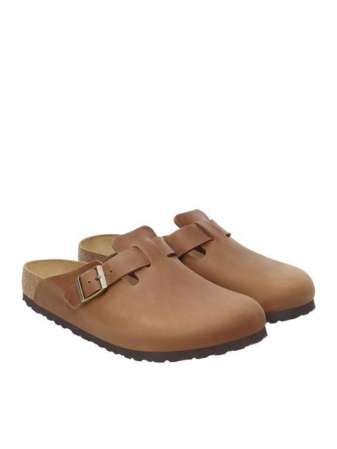 BIRKENSTOCK BOSTON Sabot-Slipper aus Leder Cognac - Schuhe Unisex