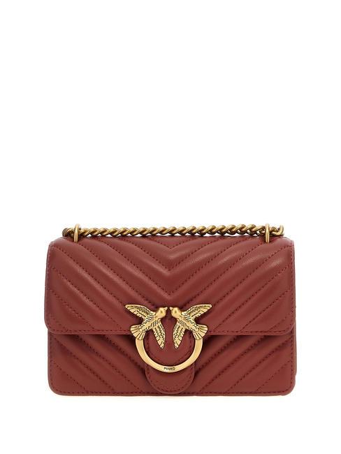 PINKO MINI LOVE BAG Eine Chevron-Tasche rotes Ocker-Antikgold - Damentaschen