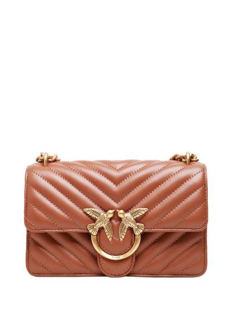 PINKO CLASSIC LOVE ONE Tasche aus Nappaleder Leder-Antikgold - Damentaschen