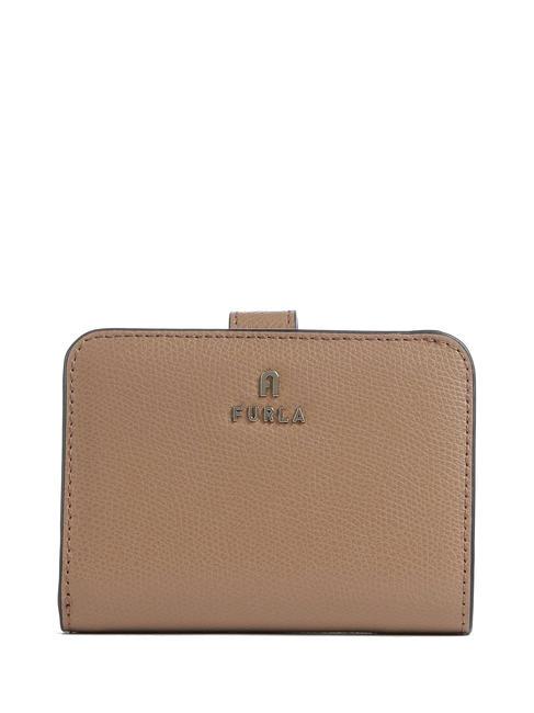 FURLA CAMELIA COMPACT Kleine Geldbörse aus Leder Wüste + innere Vanille - Brieftaschen Damen