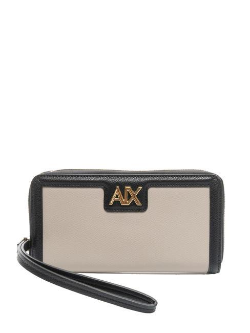 ARMANI EXCHANGE A|X METALLIC LOGO Große Geldbörse mit umlaufendem Reißverschluss Offroad/Schwarz - Brieftaschen Damen